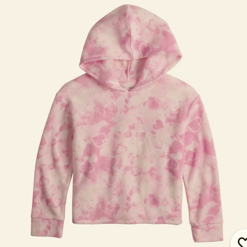 💞 OLD NAVY GIRLS PINK SWIRL TIE DYE MICROFLEECE LONG SLEEVE HOODIE SIZE: M (8)